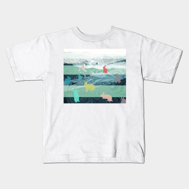 Okunoshima Rabbit Island Kids T-Shirt by MarbleCloud